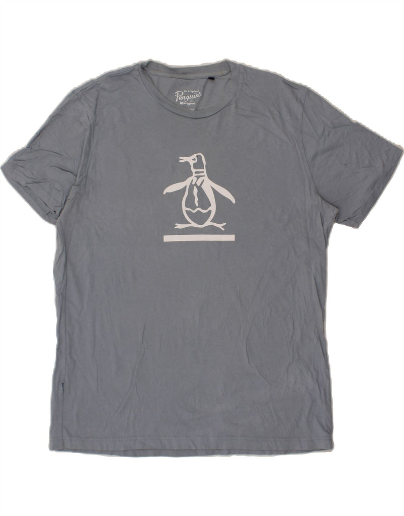 PENGUIN Mens Graphic T-Shirt Top XL Blue Cotton Vintage Penguin and Second-Hand Penguin from Messina Hembry 
