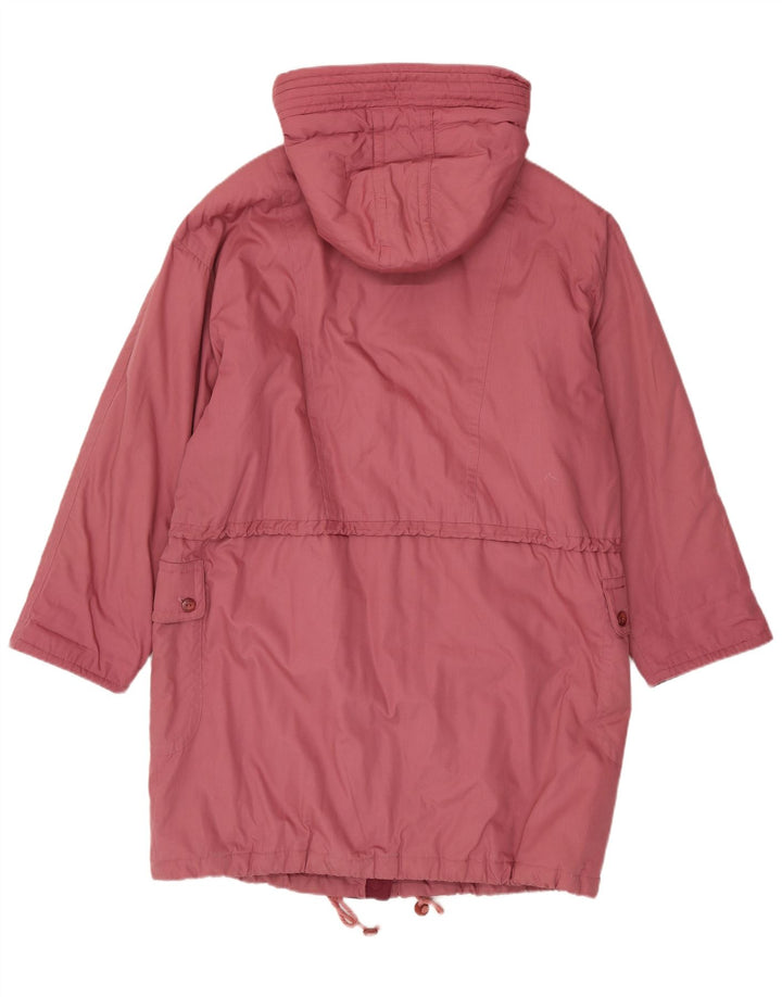 Vintage Womens Hooded Oversized Padded Coat UK 16 Large Pink Polyester
