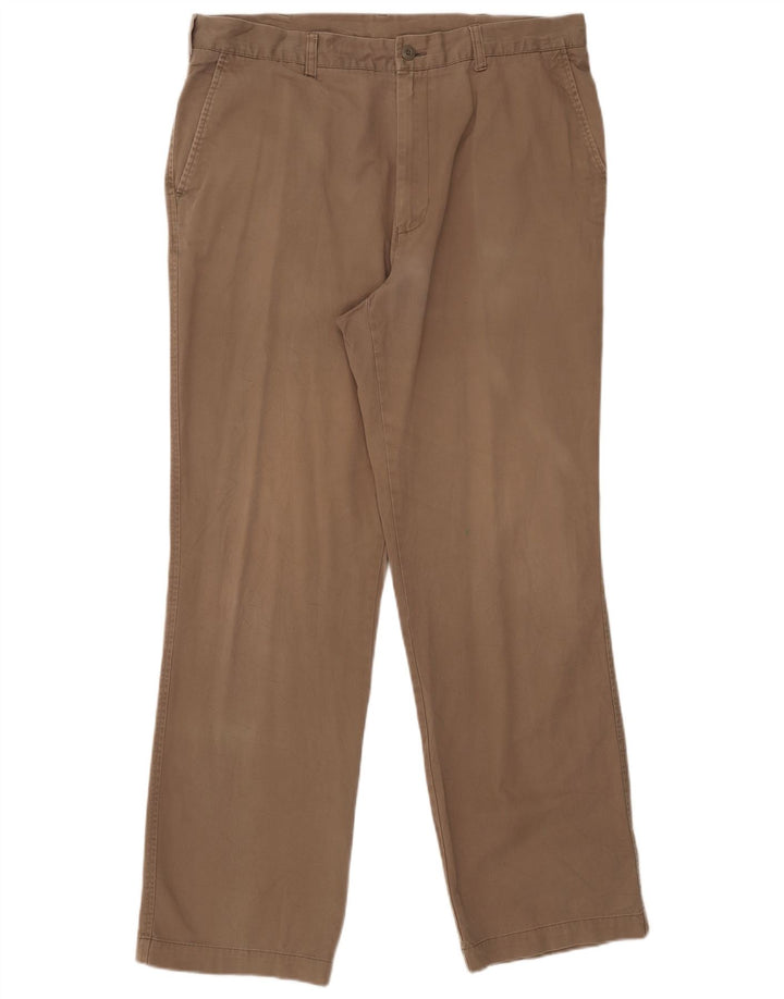 Marks & Spencer Mens Blue Harbour Straight Chino Trousers W38 L33 Brown