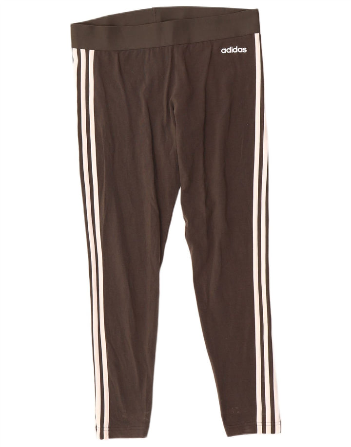 Adidas Womens Leggings UK 16/18 Large  Grey Cotton