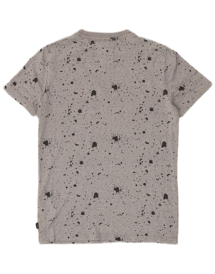 Superdry Mens Graphic T-Shirt Top Small Grey Flecked Cotton