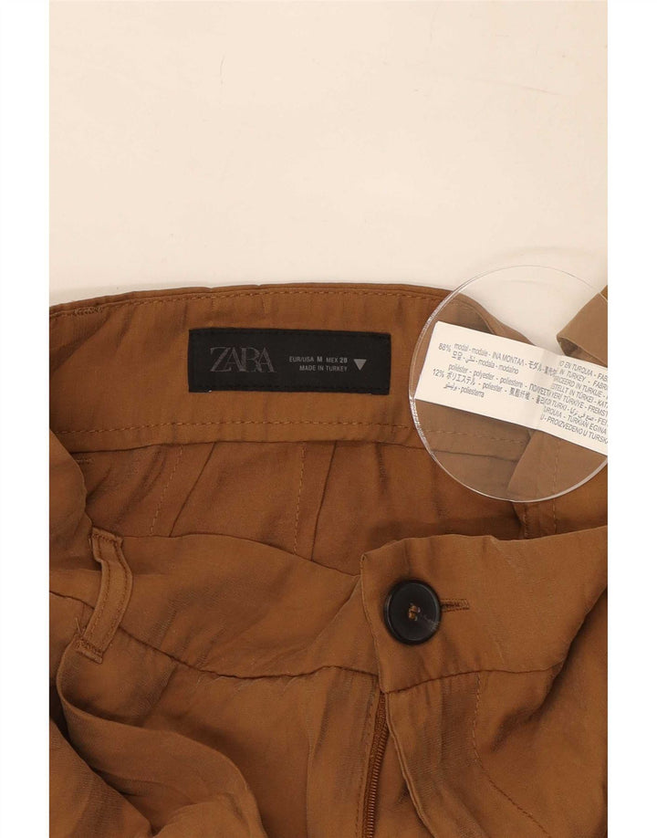 Zara Womens Pegged Trousers Medium W30 L29 Brown Modal