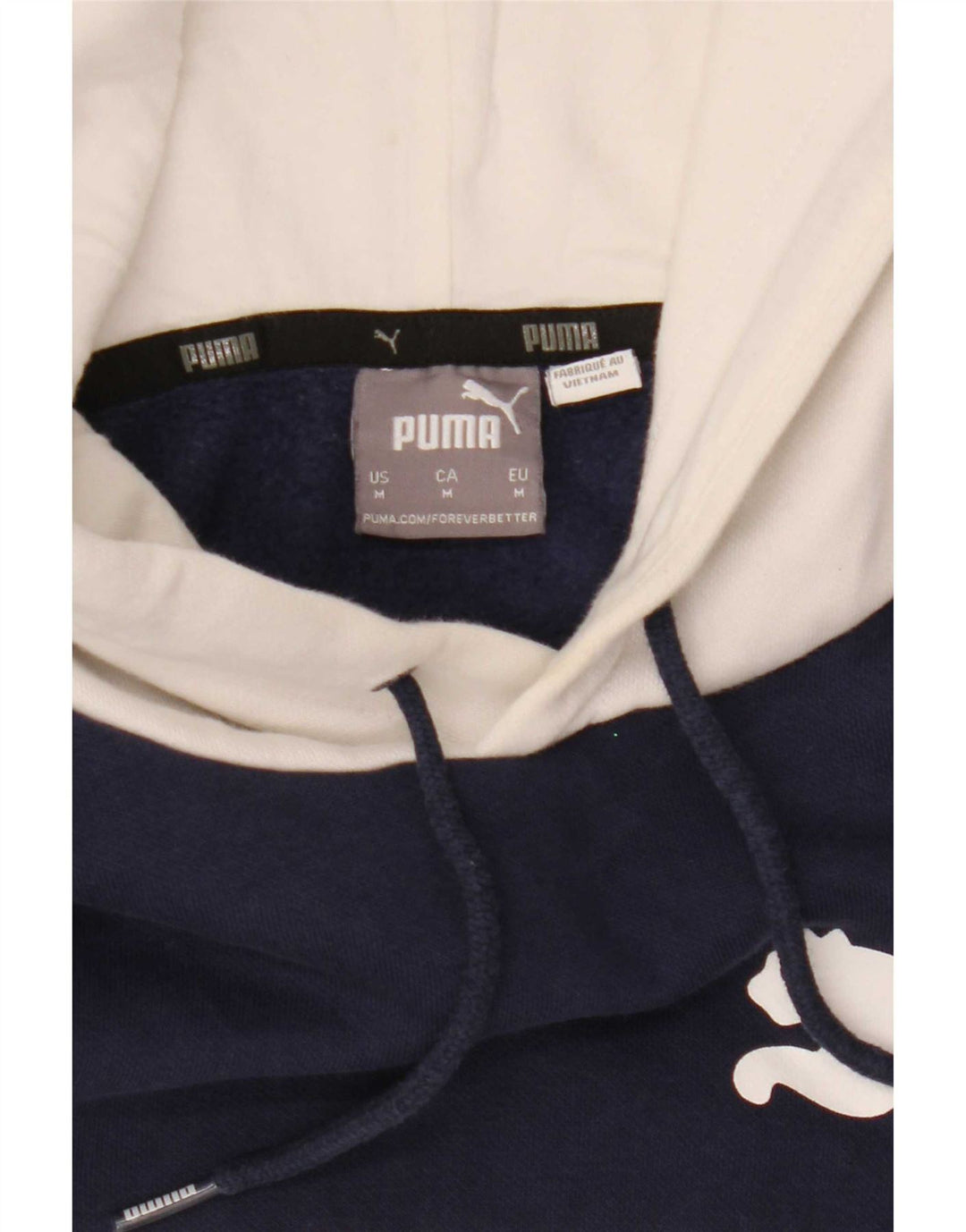 Puma Mens Graphic Hoodie Jumper Medium Navy Blue Colourblock