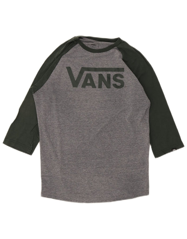 Vans Mens Custom Fit Graphic Top 3/4 Sleeve Small Grey Colourblock Cotton