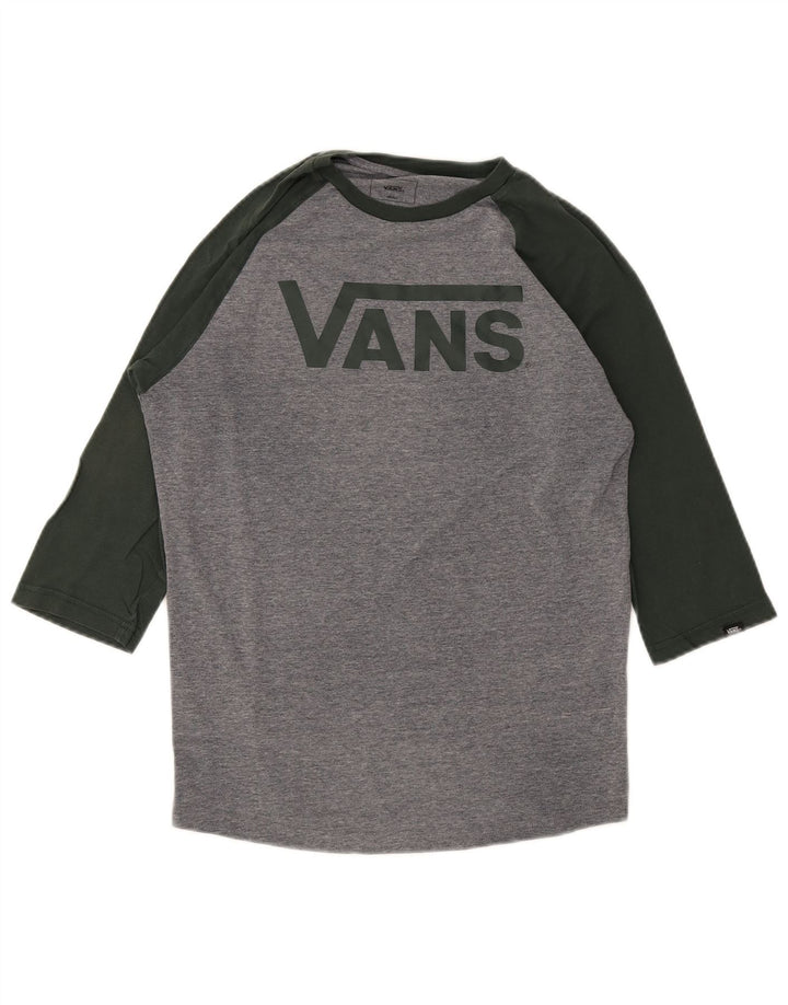 Vans Mens Custom Fit Graphic Top 3/4 Sleeve Small Grey Colourblock Cotton