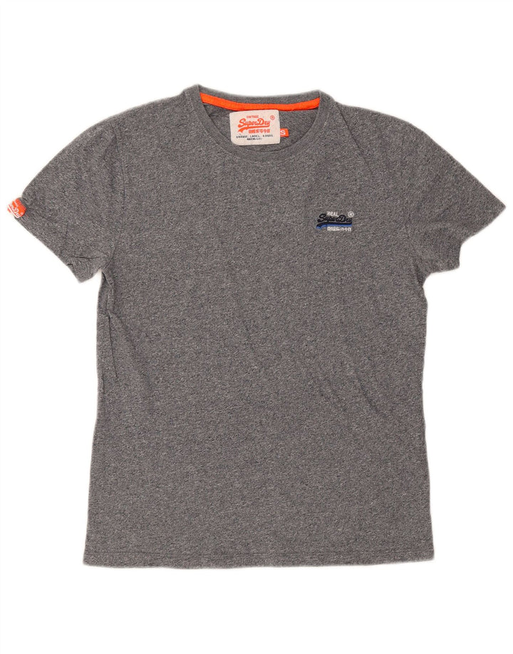 Superdry Mens T-Shirt Top Small Grey Flecked Cotton