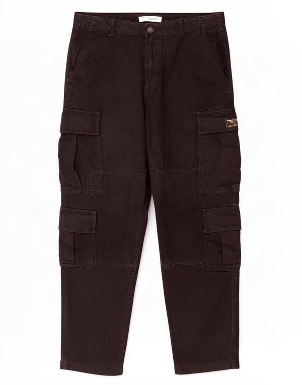 Zara Mens Straight Cargo Trousers EU 44 Large W34 L27 Black