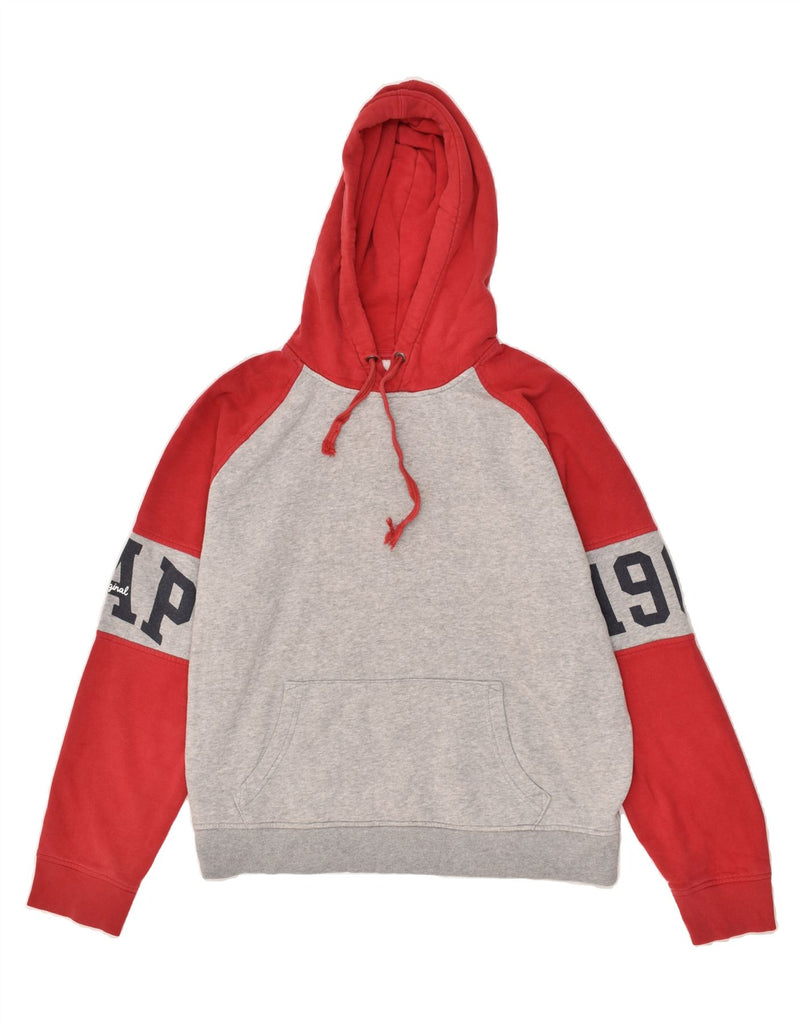 GAP Mens Graphic Hoodie Jumper Large Red Colourblock Cotton | Vintage Gap | Thrift | Second-Hand Gap | Used Clothing | Messina Hembry 