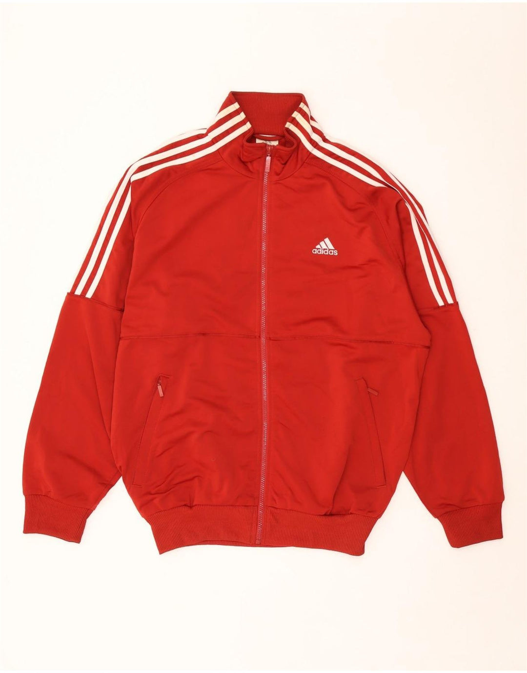Adidas Mens Tracksuit Top Jacket UK 40/42 Medium Red Polyester