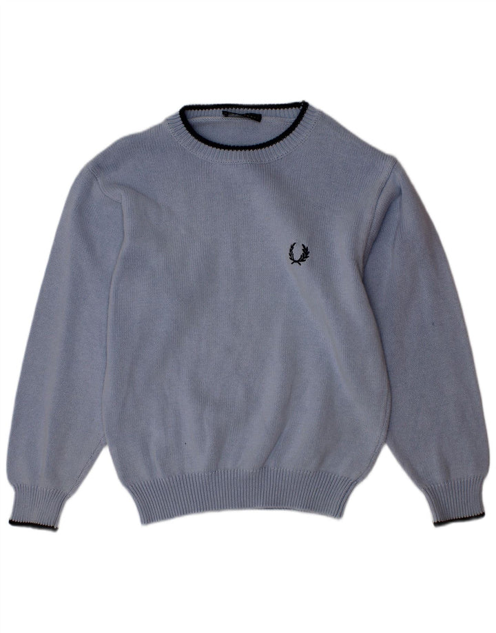 Fred Perry Boys Crew Neck Jumper Sweater 5-6 Years Blue Cotton
