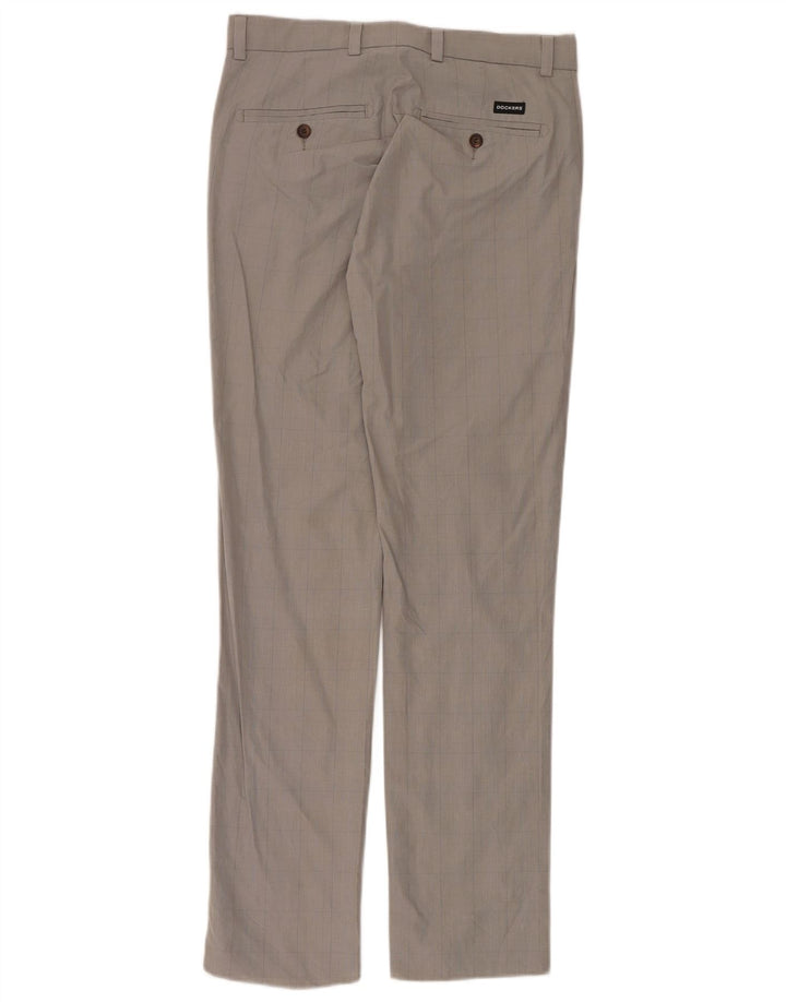 Dockers Mens Straight Chino Trousers W31 L32 Grey Check Cotton
