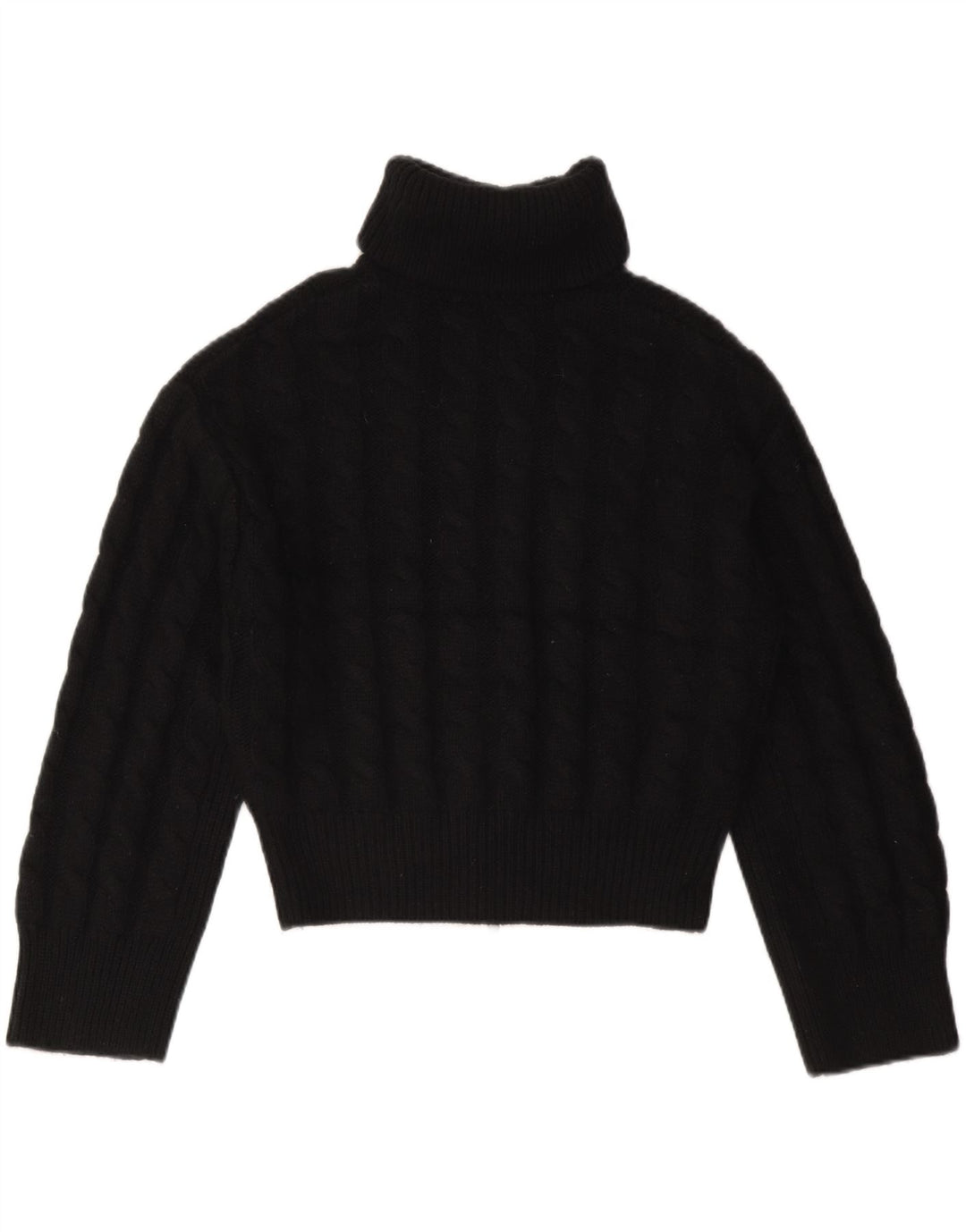Cos Womens Crop Oversized Cardigan Sweater UK 10 Small Black Wool
