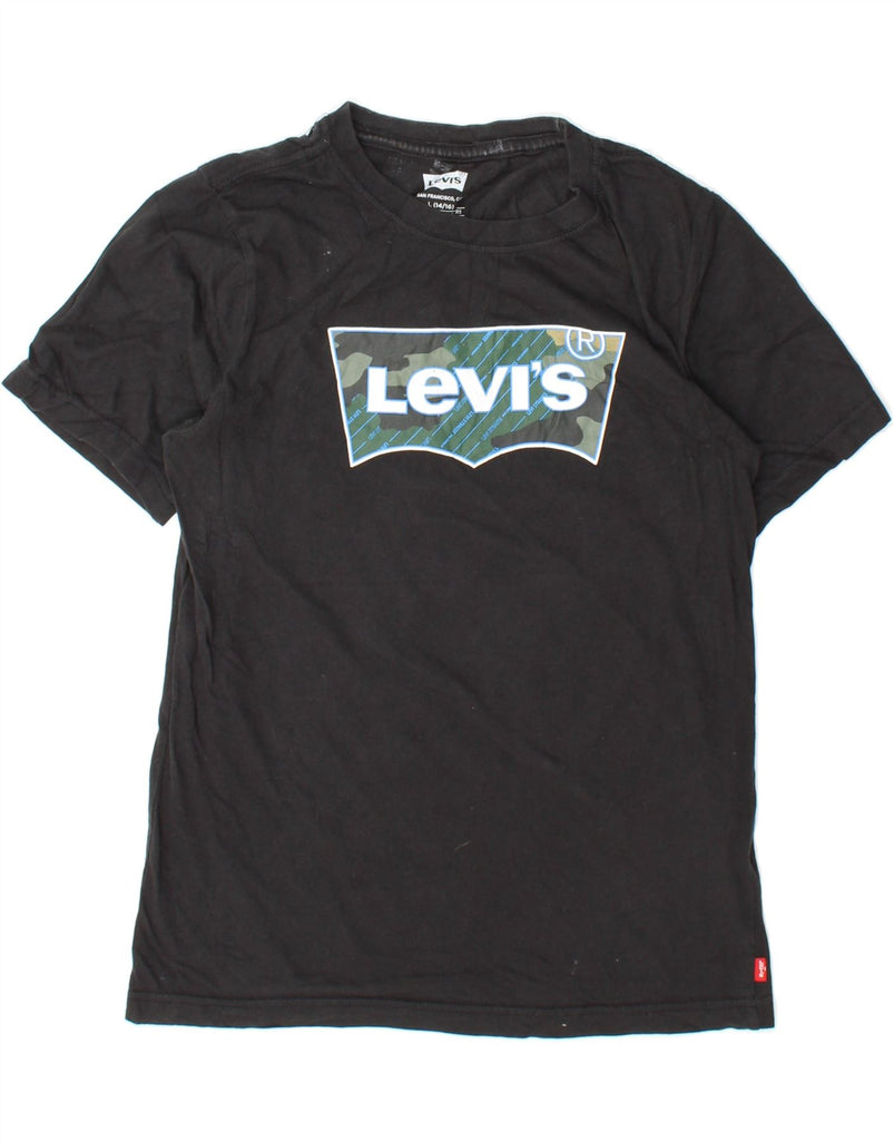 LEVI'S Boys Graphic T-Shirt Top 12-13 Years Large  Black Cotton Vintage Levi's and Second-Hand Levi's from Messina Hembry 