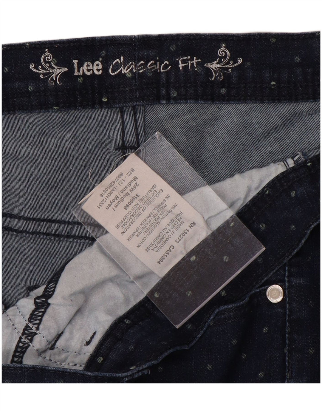 LEE Womens Classic Fit Capri Jeans US 24 4XL W48 L20 Blue Spotted Cotton