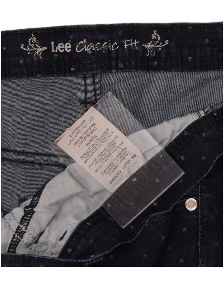 LEE Womens Classic Fit Capri Jeans US 24 4XL W48 L20 Blue Spotted Cotton