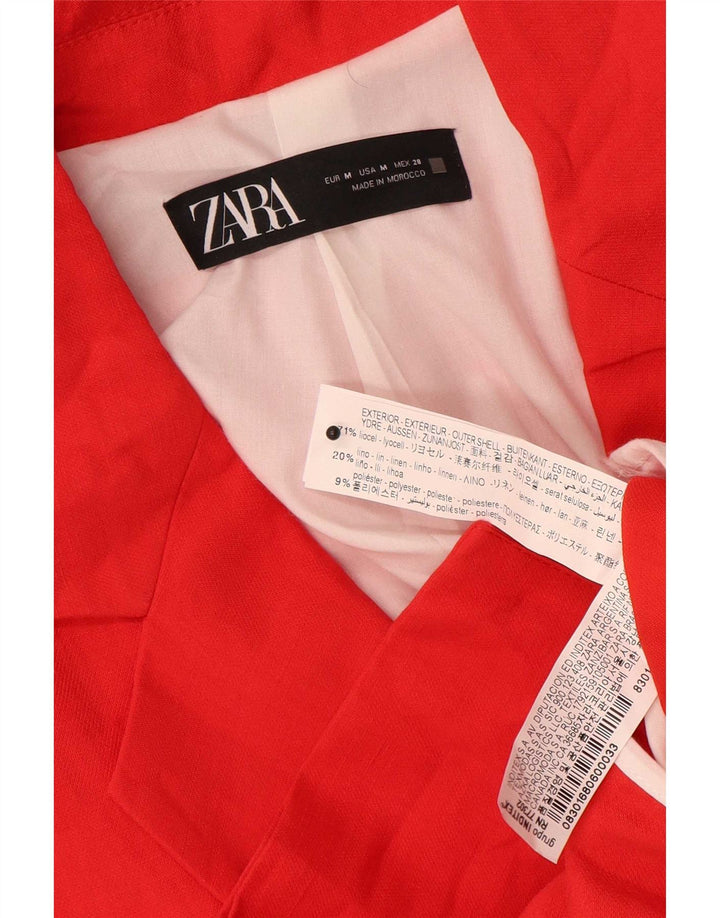 Zara Womens Double Breasted Blazer Jacket UK 14 Medium Red Lyocell