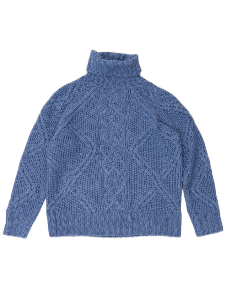 OASIS Womens Oversized Roll Neck Jumper Sweater UK 6 XS Blue Acrylic