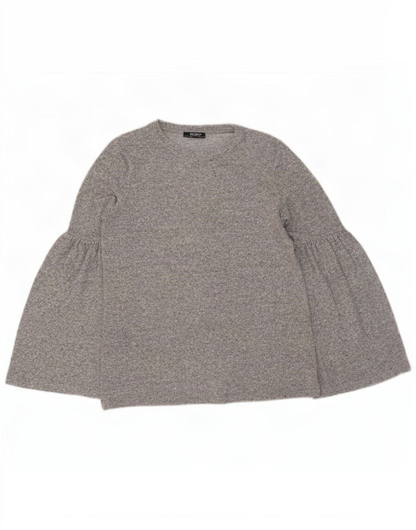 Zara Womens Trafaluc Top Long Sleeve UK 10 Small Grey Flecked