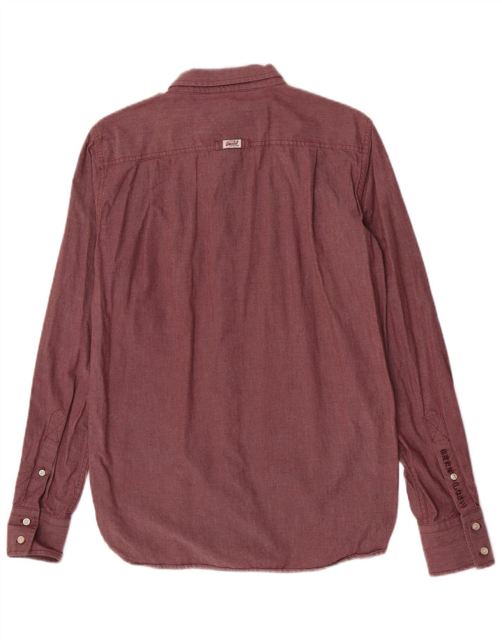 Superdry Mens Shirt Medium Burgundy Cotton