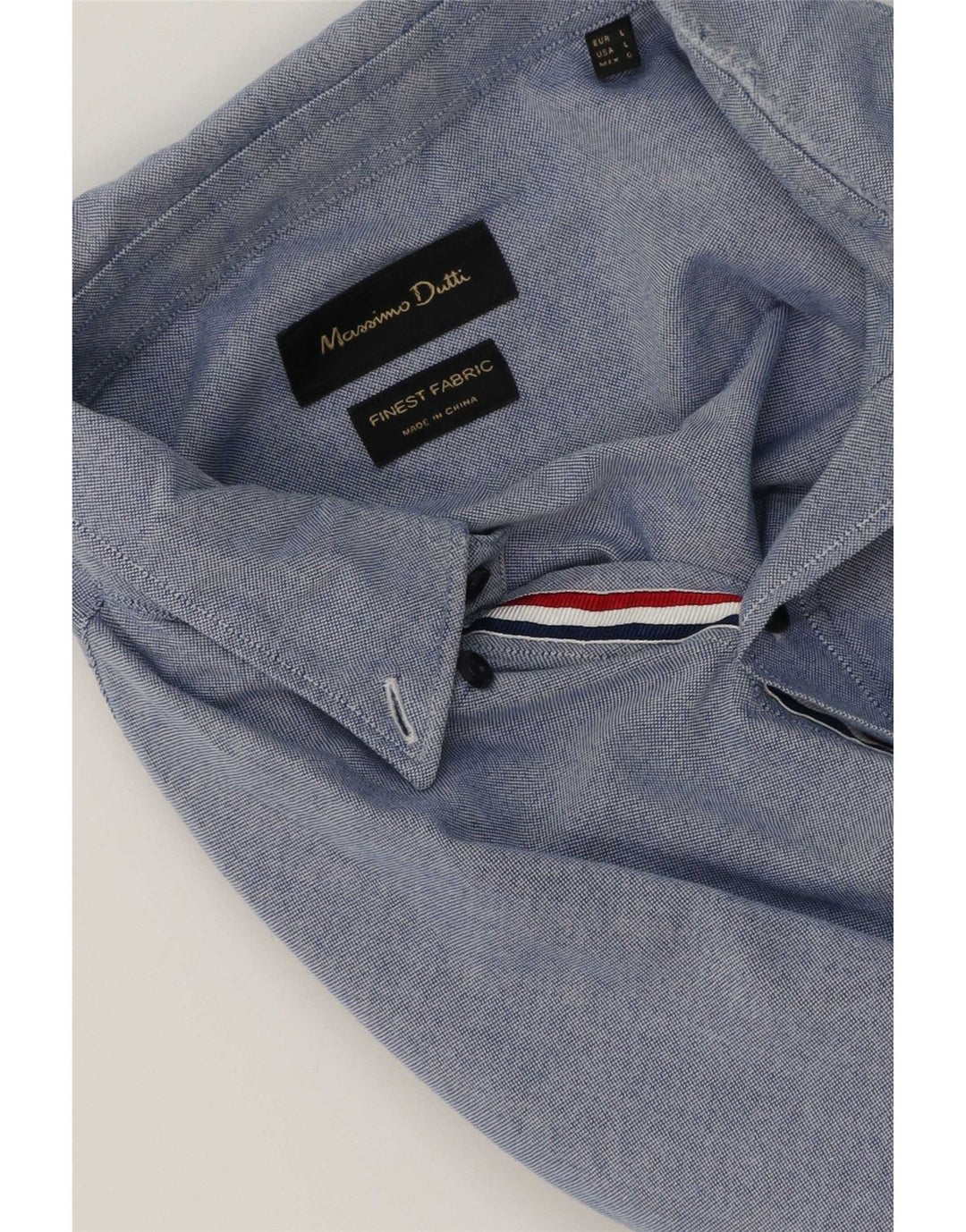 Massimo Dutti Mens Shirt Large Blue Cotton