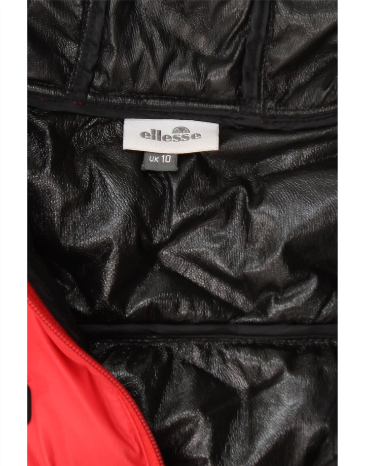 ELLESSE Womens Hooded Padded Jacket UK 10 Small Red Polyurethane