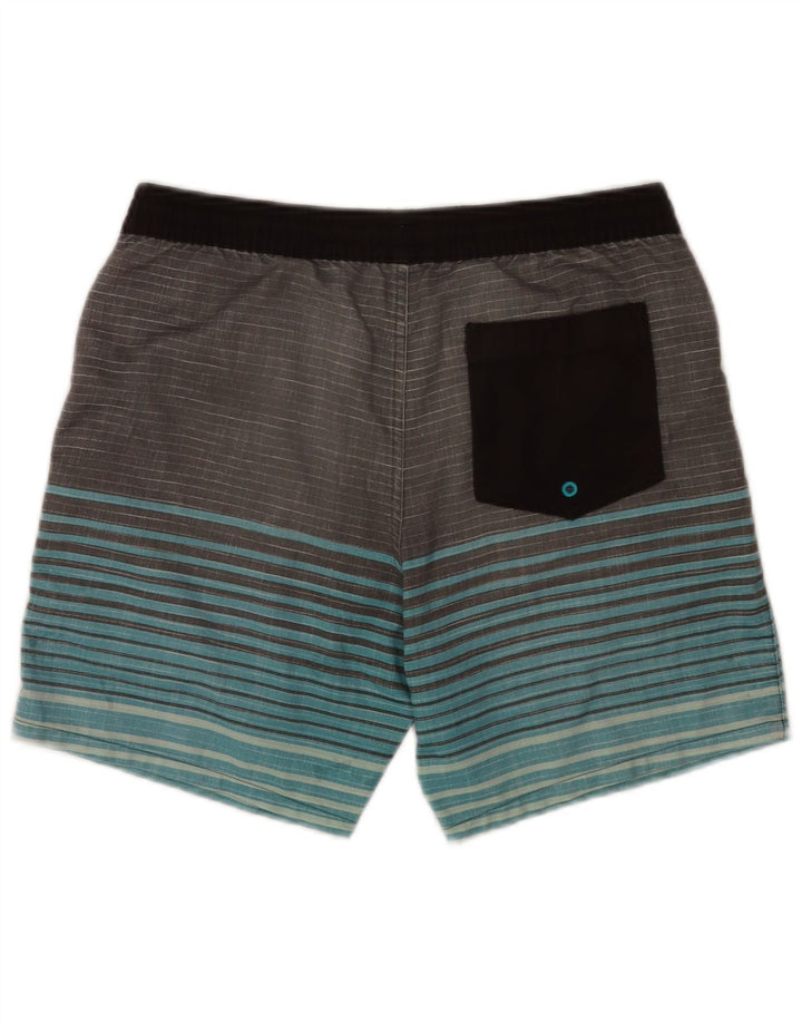 Quiksilver Mens Swimming Shorts Small W29 L7 Grey Striped Polyester