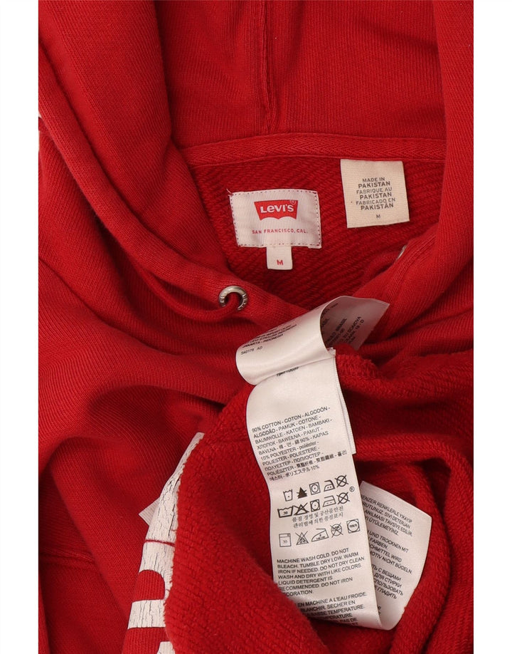 Levi's Mens Graphic Hoodie Jumper Medium Red Colourblock Cotton
