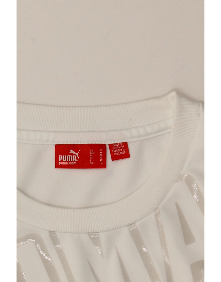 PUMA Womens Graphic Vest Top UK 12 Medium White Polyester Vintage Puma and Second-Hand Puma from Messina Hembry 