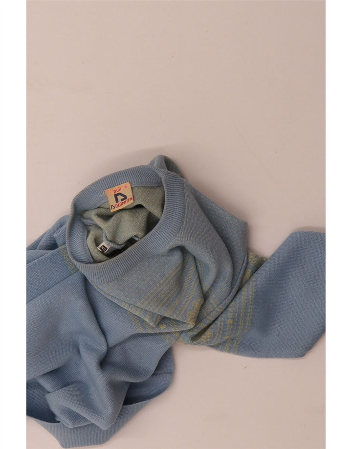 PULL DOLOMITEN Mens Crew Neck Jumper Sweater IT 50 Medium Blue Fair Isle