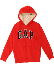 GAP Boys Graphic Zip Hoodie Sweater 9-10 Years Large Red Cotton