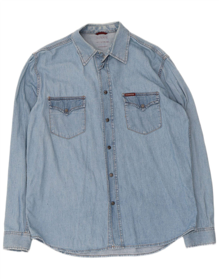 Carrera Mens Denim Shirt Large Blue Cotton
