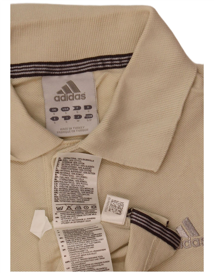 Adidas Mens Polo Shirt Small Beige Cotton