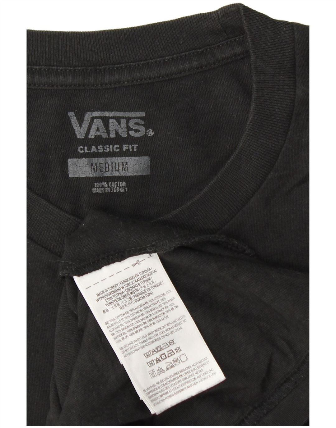 Vans Mens Classic Fit Graphic T-Shirt Top Medium Black Cotton