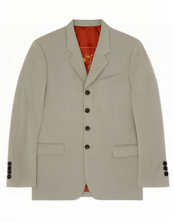 Jean Paul Gaultier Mens Blazer Jacket UK 42 XL Grey Striped Classic