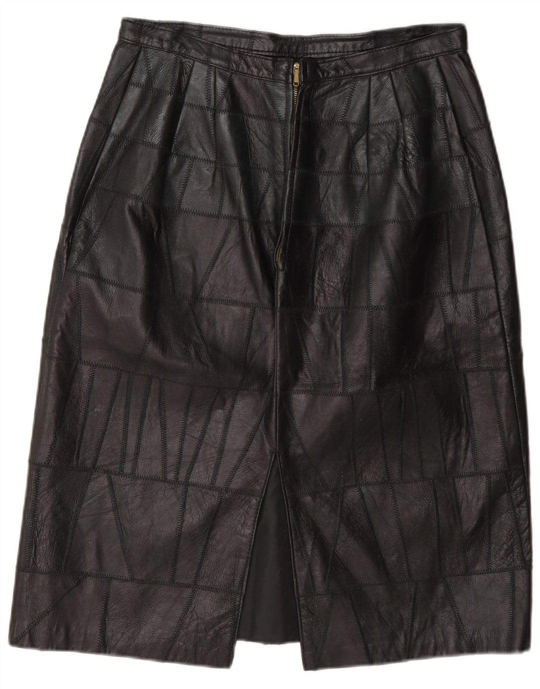 Vintage Womens Leather Skirt W28 Small Black