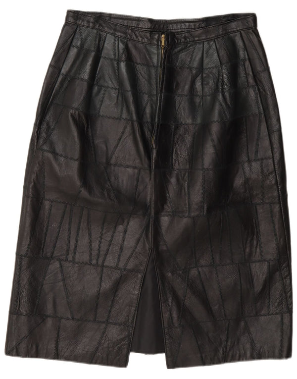 Vintage Womens Leather Skirt W28 Small Black