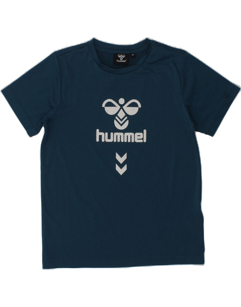 HUMMEL Boys Graphic T-Shirt Top 6-7 Years Navy Blue Polyester | Vintage Hummel | Thrift | Second-Hand Hummel | Used Clothing | Messina Hembry 