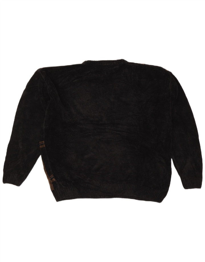 DOCKERS Mens Crew Neck Jumper Sweater XL Black Check Acrylic