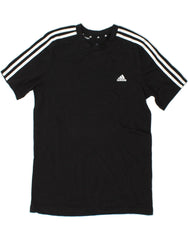 ADIDAS Boys T-Shirt Top 13-14 Years Black Cotton