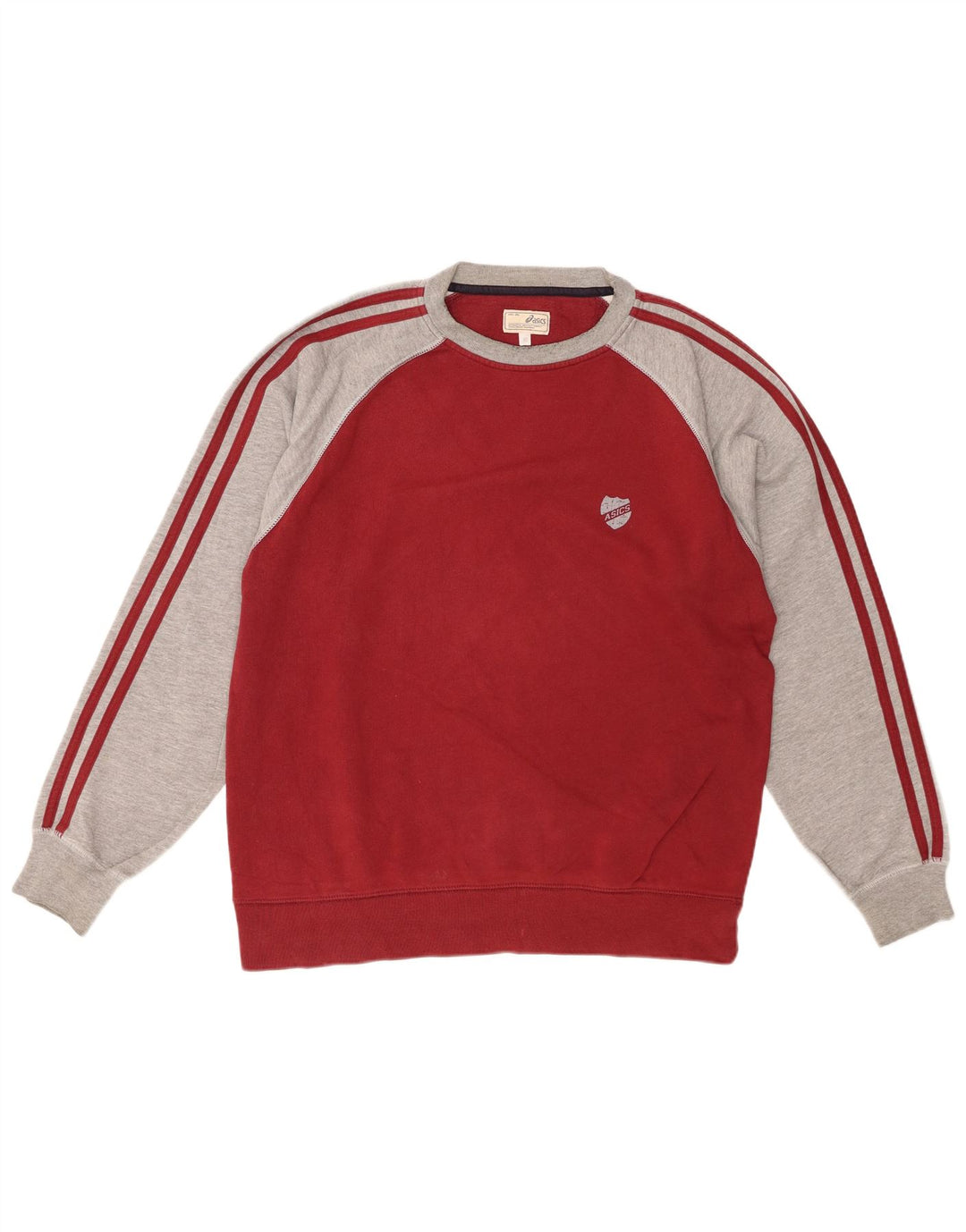 ASICS Mens Sweatshirt Jumper Medium Red Colourblock Cotton