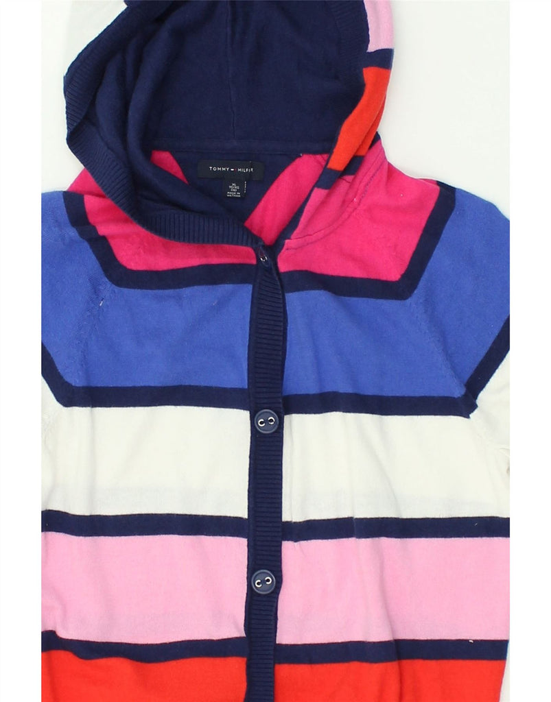 TOMMY HILFIGER Girls Hooded Cardigan Sweater 13-14 Years XL Multicoloured | Vintage Tommy Hilfiger | Thrift | Second-Hand Tommy Hilfiger | Used Clothing | Messina Hembry 
