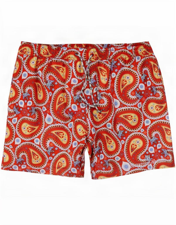 Nazareno Gabrielli Mens Swimming Shorts Large Red Paisley Nylon