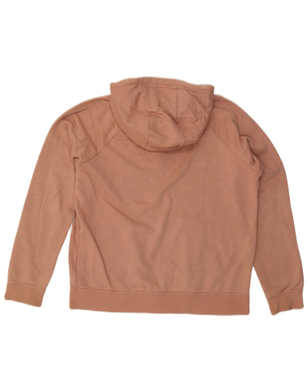 Nike Womens Zip Hoodie Sweater UK 14 Medium Orange Cotton