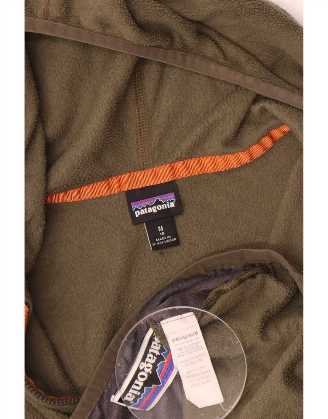 Patagonia Boys Hooded Fleece Jacket 9-10 Years Medium Khaki Polyester