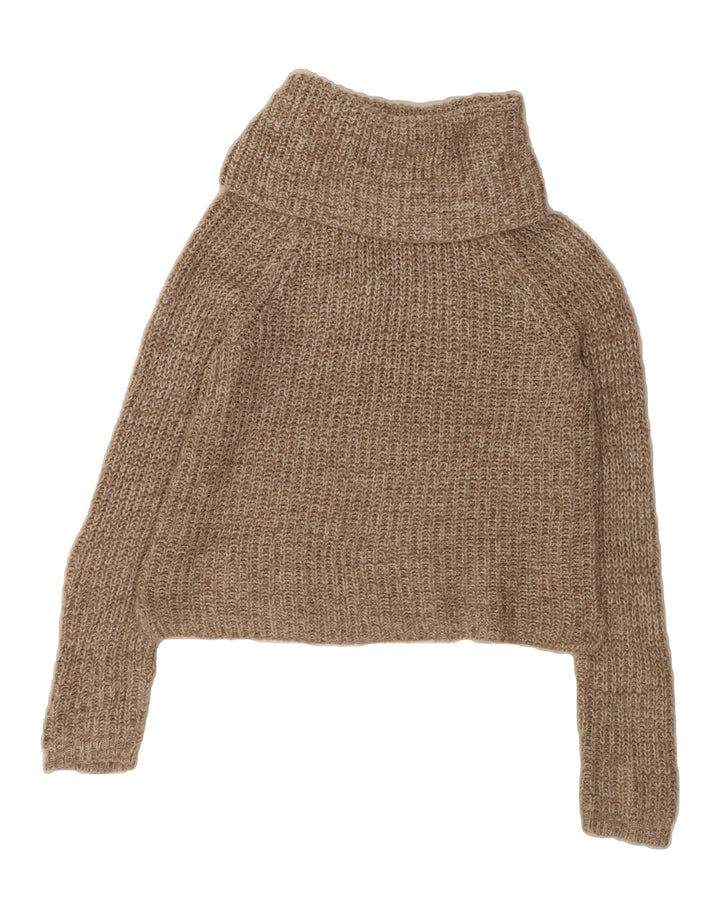 MOSSIMO Womens Oversized Crop Roll Neck Jumper Sweater UK 10 Small Beige Vintage Mossimo and Second-Hand Mossimo from Messina Hembry 