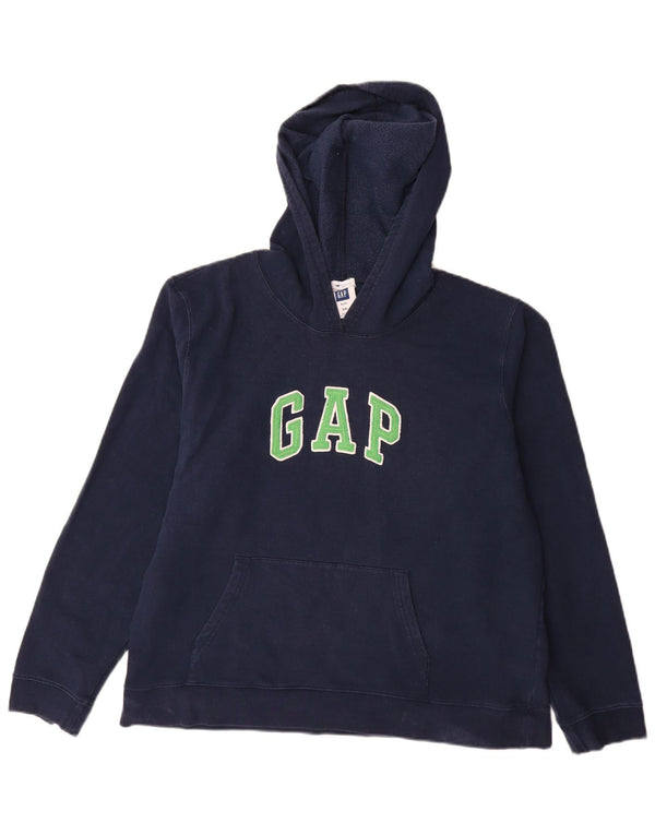 Gap Womens Graphic Hoodie Jumper UK 20 2XL Navy Blue Cotton