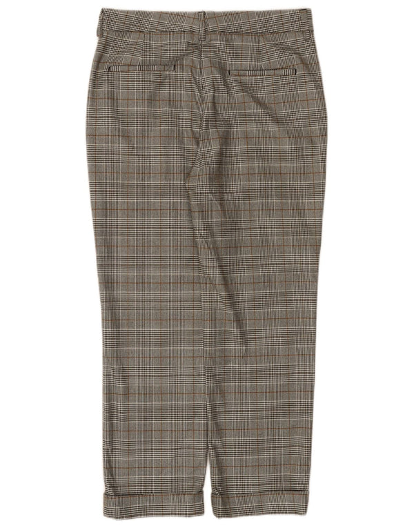 Zara Womens High Waist Straight Suit Trousers EU 36 XS W26 L25 Grey Check