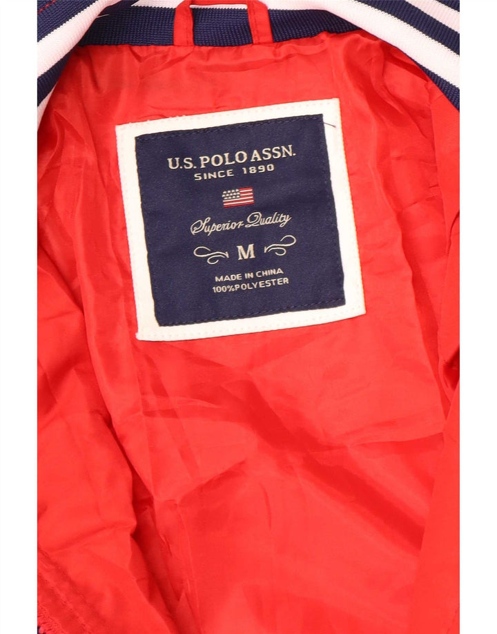 U.S. Polo Assn. Womens Bomber Jacket UK 14 Medium Red Colourblock Polyester