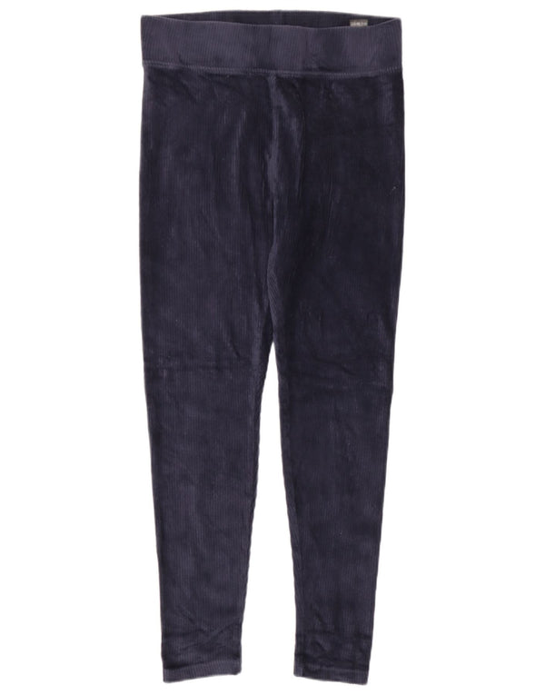 Marks & Spencer Womens Velour Leggings UK 12 Medium Navy Blue Cotton