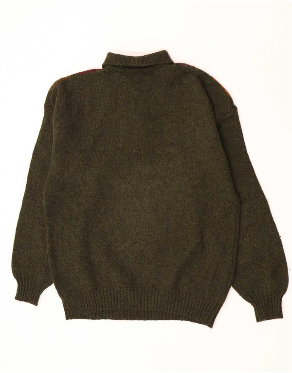 Donny & Max Mens Polo Neck Jumper Sweater Large Khaki Argyle/Diamond